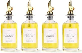 Molimoli Glass Olive Oil Cruet Set - 350ml Bottles With Weighted Pourers, Set of 4