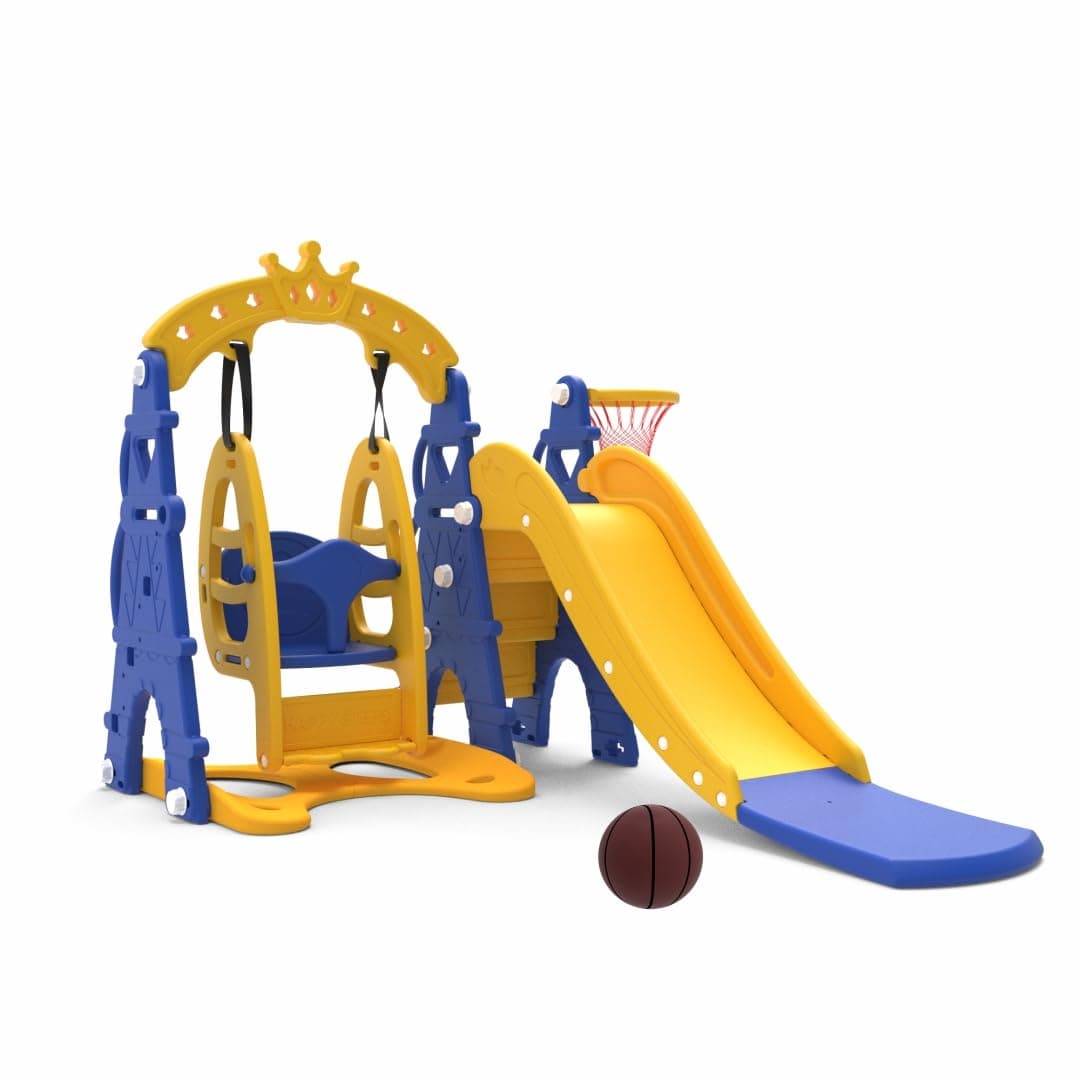 - Amazon Brand - Solimo 3-in-1 Garden Castle Slide & Swing for Indoor & Outdoor Use | for Kids 2-8 Years Old | Safe & Fun | Ideal for Boys & Girls | Toy for Kids | Easy Assembly, Multicolor
