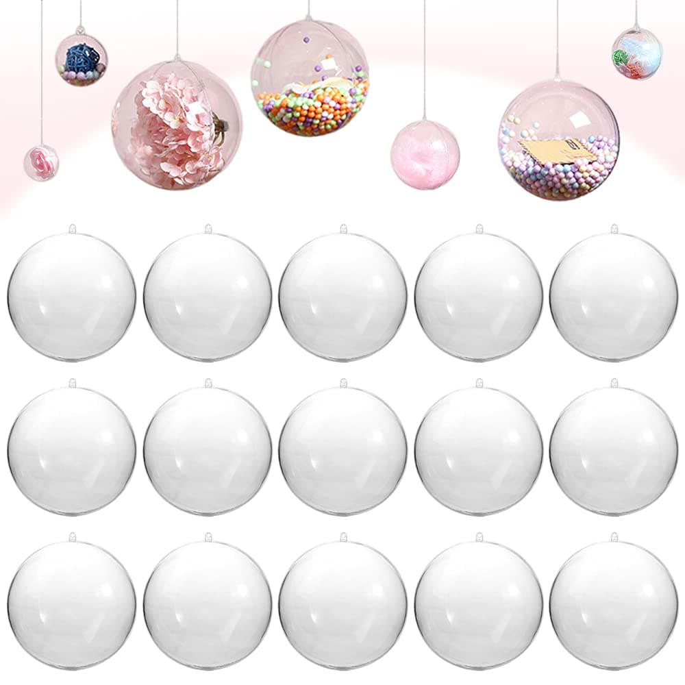 24 Pack Clear Plastic Fillable Ornaments Ball,2.8inch/70mm Transparent Plastic Craft Ornament Balls,DIY Plastic Christmas Tree Decorations Balls for Bath Bomb and Home Decor
