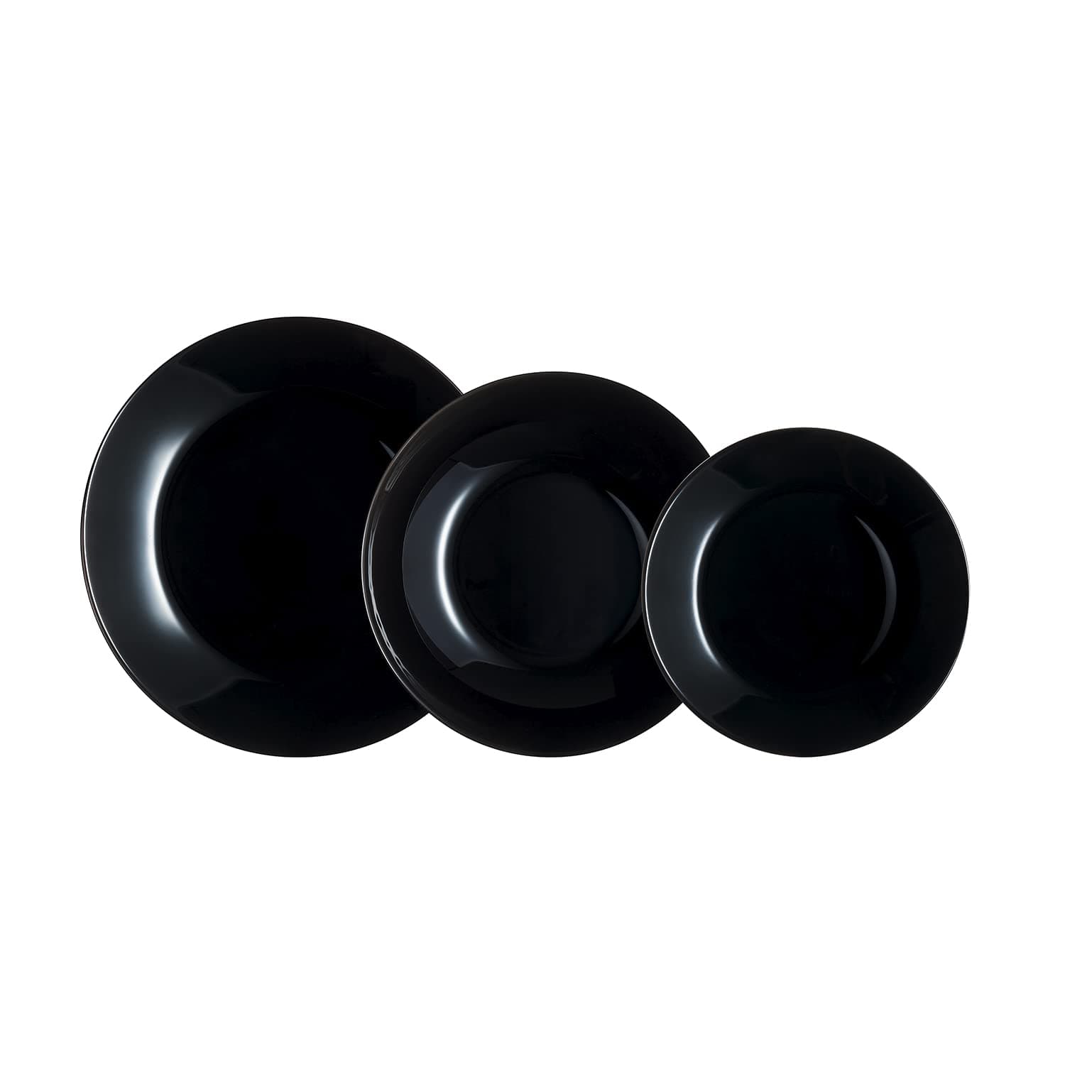 Arcopal Zelie Black Glass Tableware, Set of 12, 4 People, Black