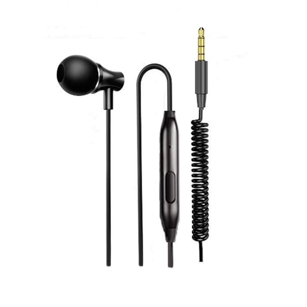 k8 Single Side Earphone in-Ear Stereo to Mono Earbud Headphones,3.5mm Plug Metal Noise Isolating Earplugs with mic,Spring Coil Reinforced Cord