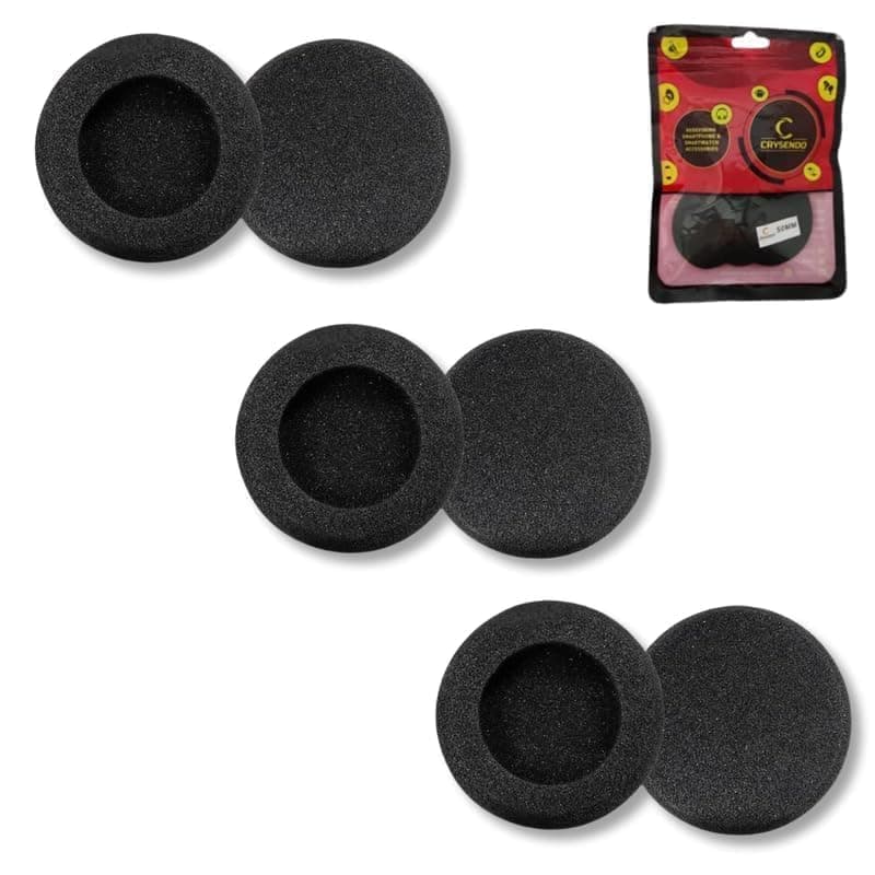 Crysendo Headphone Cushion Ear Muffs (60mm / 6cm) 6Pcs 5mm Thick Replacement Earpads Sponge Cover | High-Density Foam Ear Cushion