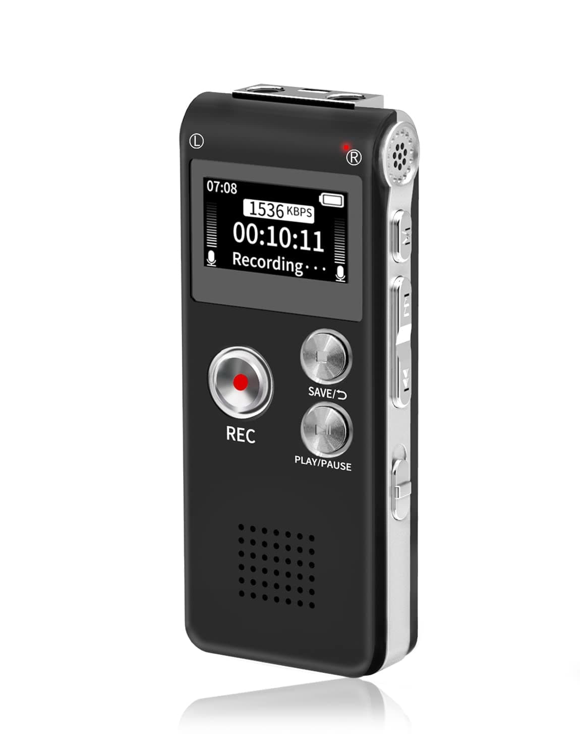 32GB Digital Voice Recorder (Dictaphone),rechargeable USB 30 Hours of Continuous Use Recording, digital audio and MP3 player,for to use meetings/interviews/lectures/class(black)