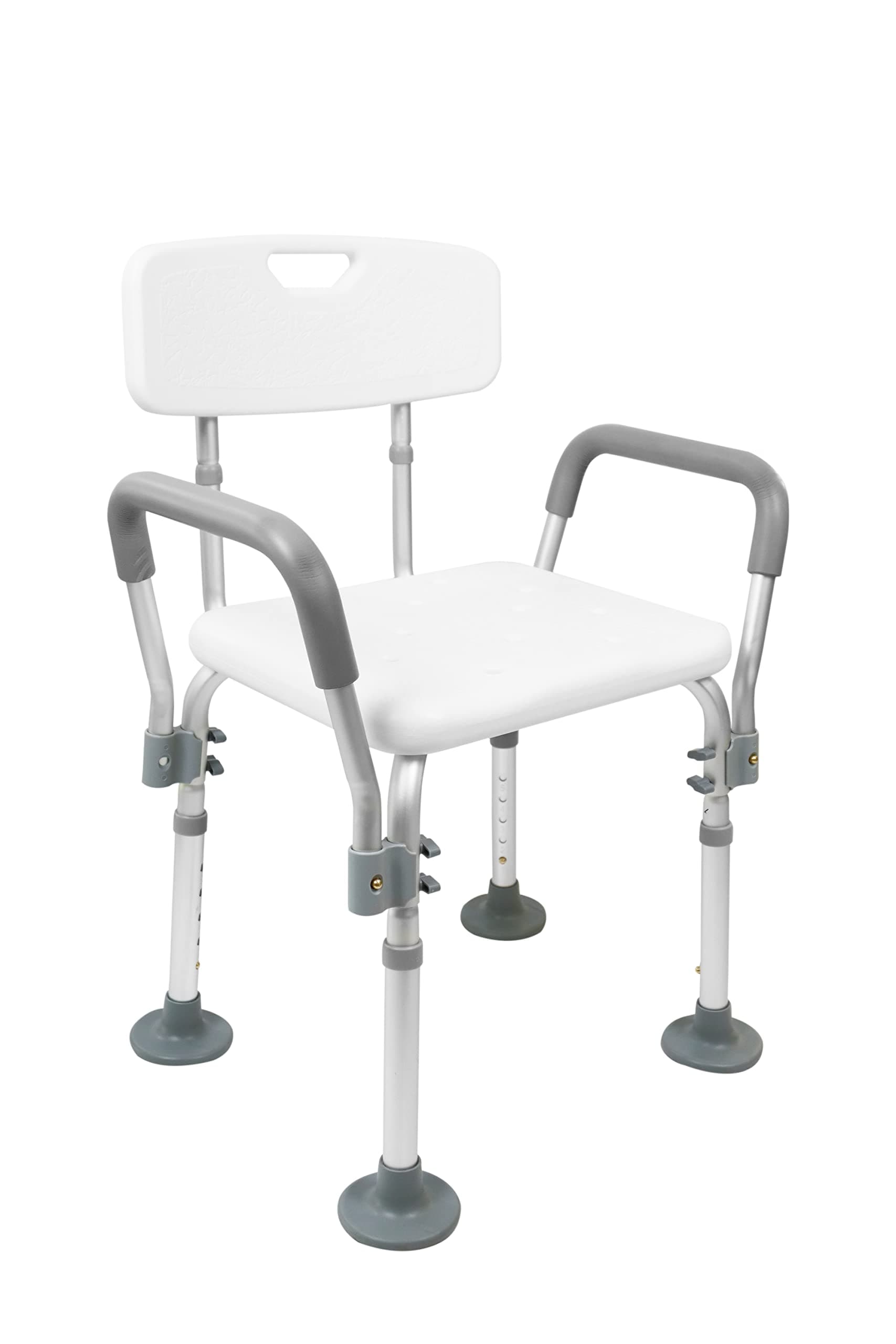 PEPE Mobility - Shower Chair for Inside Shower with Arms, Adjustable Shower Seats for Elderly, Shower Chair for Bathtub, Bath Seats for Adults, White Shower Stool for Seniors, Free Assembly