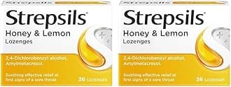 Honey & Lemon Lozenges, 36s, Gluten Free, Sore Throat Relief, Soothes Sore Throat, Fights Infection, Works in 5 Mins (Pack of 2)