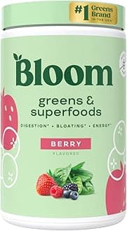 Bloom Greens and Superfoods Powder - (25 Servings) Probiotics for Digestive Health & Bloating Relief for Women, Digestive Enzymes Superfoods Gut Health (Pack of 1, Berry)