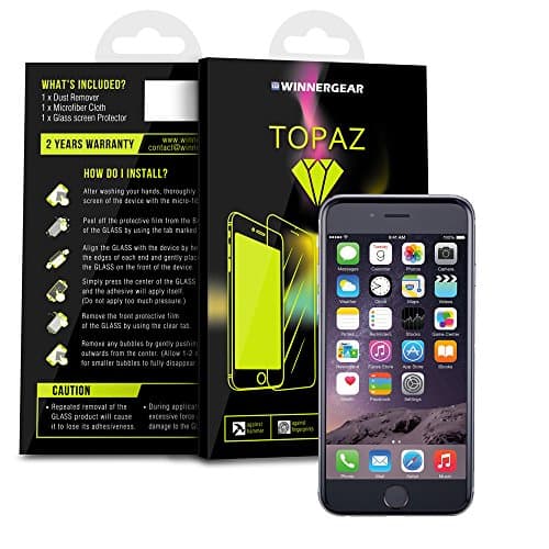 Topaz Glass 3D FillGlass Nanotechnology Screen Protector Black For iPhone 6 / 6S (Black)