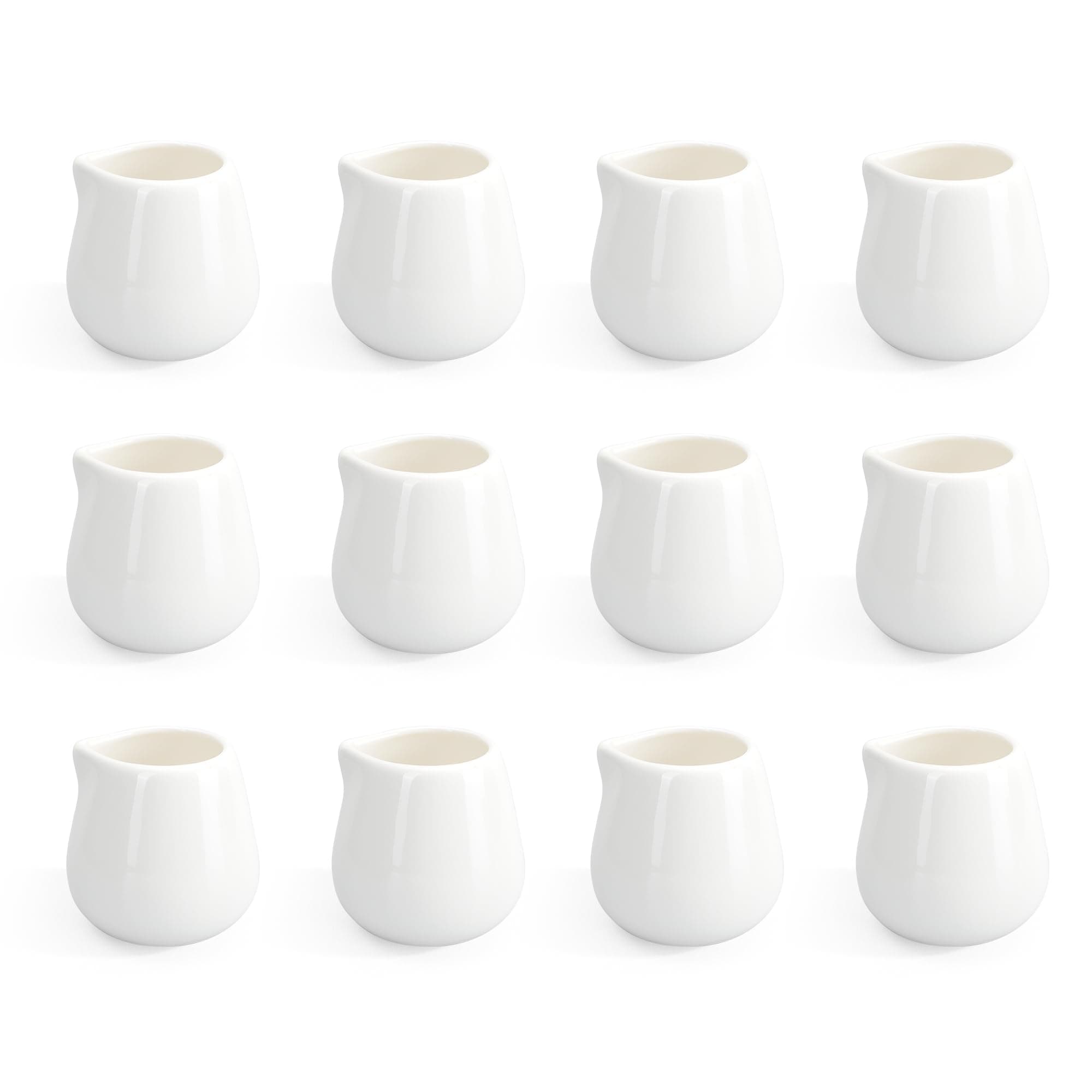 - 12PCS Mini Ceramic Creamer, 3 OZ Small Porcelain Creamer Pitcher, Small Syrup Pitcher, Coffee Creamer Pitcher, Creamer Dispenser, White Ceramic Pitcher for Coffee Tea Milk Sauce