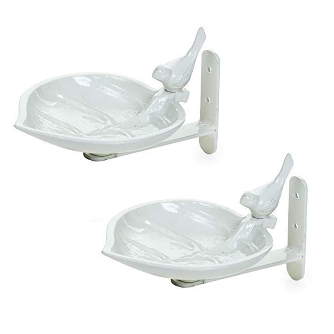 Sharpex Sturdy Steel Plant Hanger Bird Bath Or Feeder Rust Brown, Cast Iron Wall Mount Bird Feeder Great for Attracting Birds (White, 2, 12 X 10 X 10 Cm)