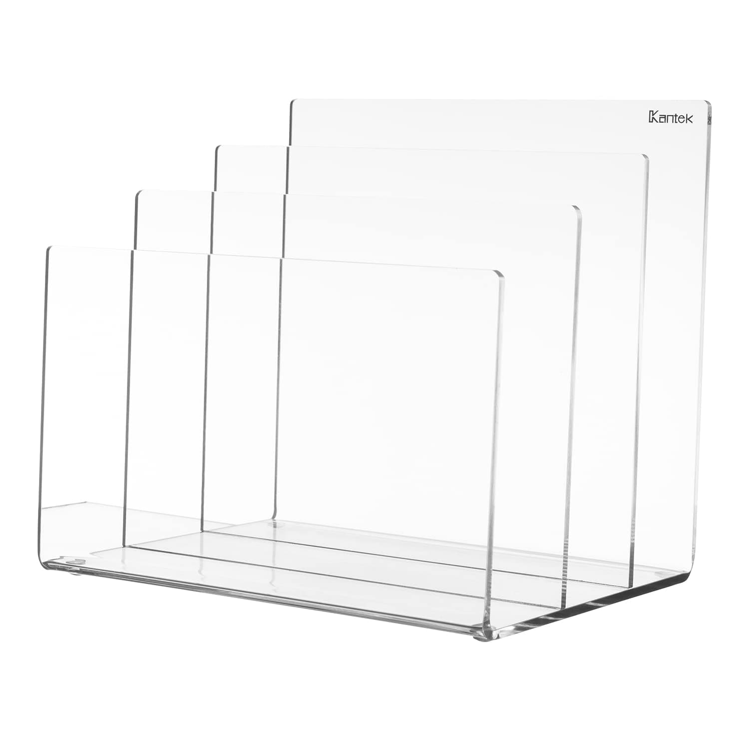 KantekClear Acrylic File Sorter, 3 Section Desk Collator, 8" x 6.5" x 7.6", Non-Skid Feet, Office Organizer, Desk Accessory