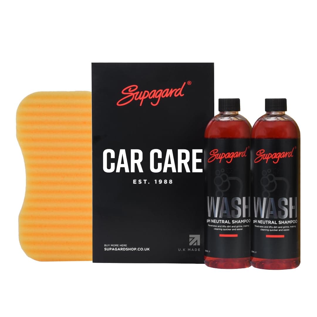 Premium pH Neutral Car Wash Shampoo Pack (2 x 500ml) – Highly Concentrated, Bio-Degradable Formula for Streak-Free, Glossy Finish – Includes Ridgeback Sponge