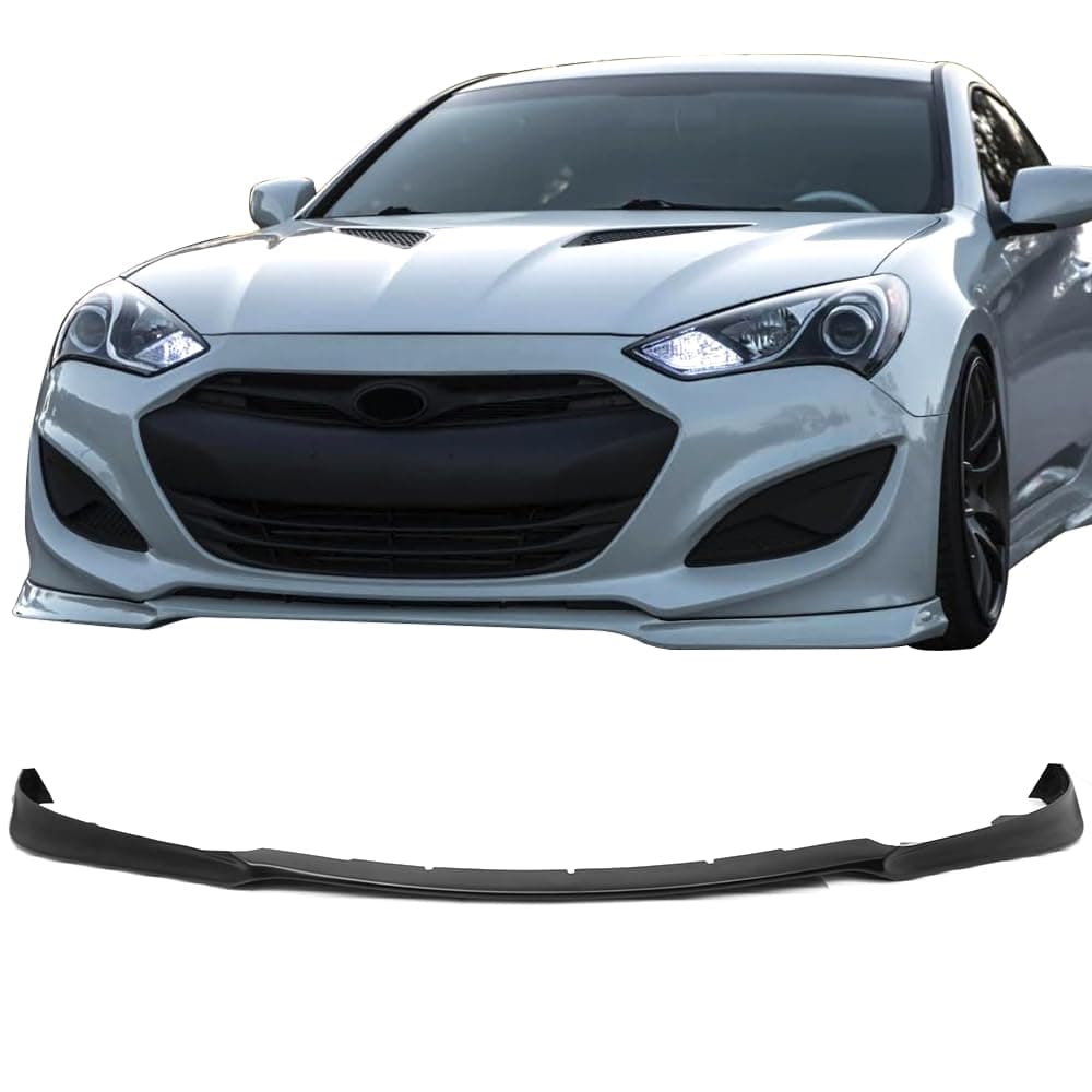 Front Bumper Lip Compatible with 2013-2016 Hyundai Genesis Coupe, KS Style PU Unpainted Black Air Dam Chin Spoiler by IKON MOTORSPORTS