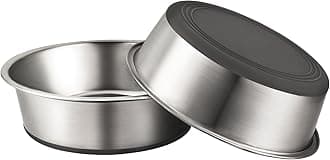 URBUDDIES 2 Pack Stainless Steel Dog Bowls, Premium Metal Dog Bowls with Non Slip Rubber Bottom, Dishwasher Safe, Easy to Clean, 11 Cup, Gray Bottom