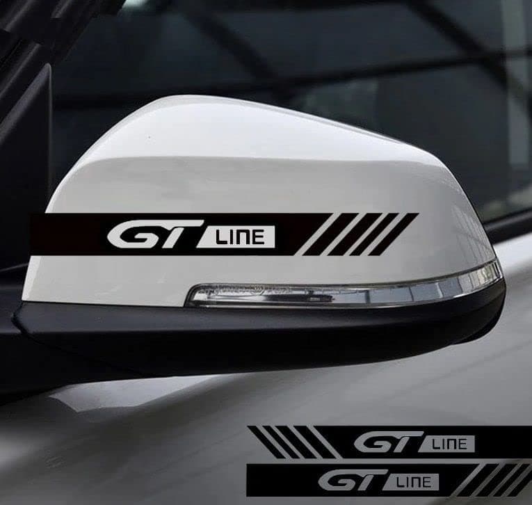 ISEE 360® G T Line Side Mirror Strips Car Exterior Stylish Vinyl Decal Sticker for Sides Hoods Bumper Rear (Black) (15 x 3 cms)