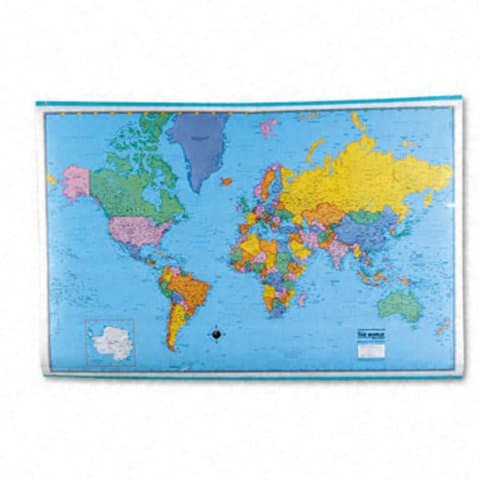 American Map 715936 Hammond Deluxe Laminated Rolled Political Reference World Map, 64wx44h
