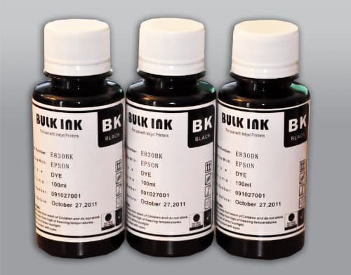 3 Premium Black Inkjet Ink Refill Bottles by Ink Nova USA (300ml)