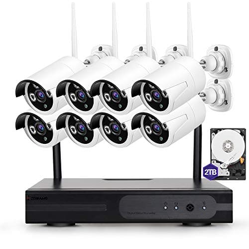 [Audio & Video] 8 Channel 1080p HD Wireless Security Camera System with 2TB Hard Drive and 8 Infrared Outdoor 2.0Megapixel WiFi IP Cameras, Auto-Pair, NVR Built-in Router,Remote Access
