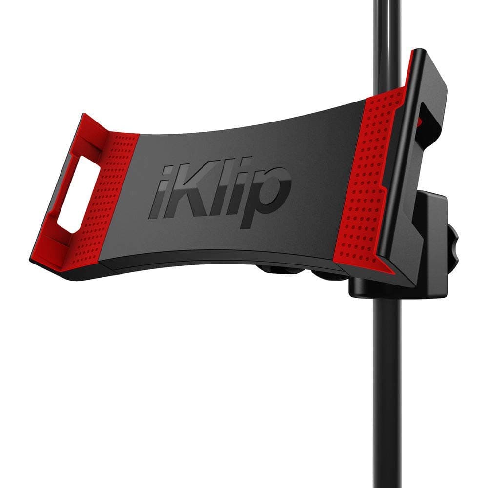 IK Multimedia iKlip 3 Tablet Holder for mic Stands, fits iPad and Android Tablets Between 7" to 12.9" with an Adjustable 360° Swivel and Soft-Touch fit