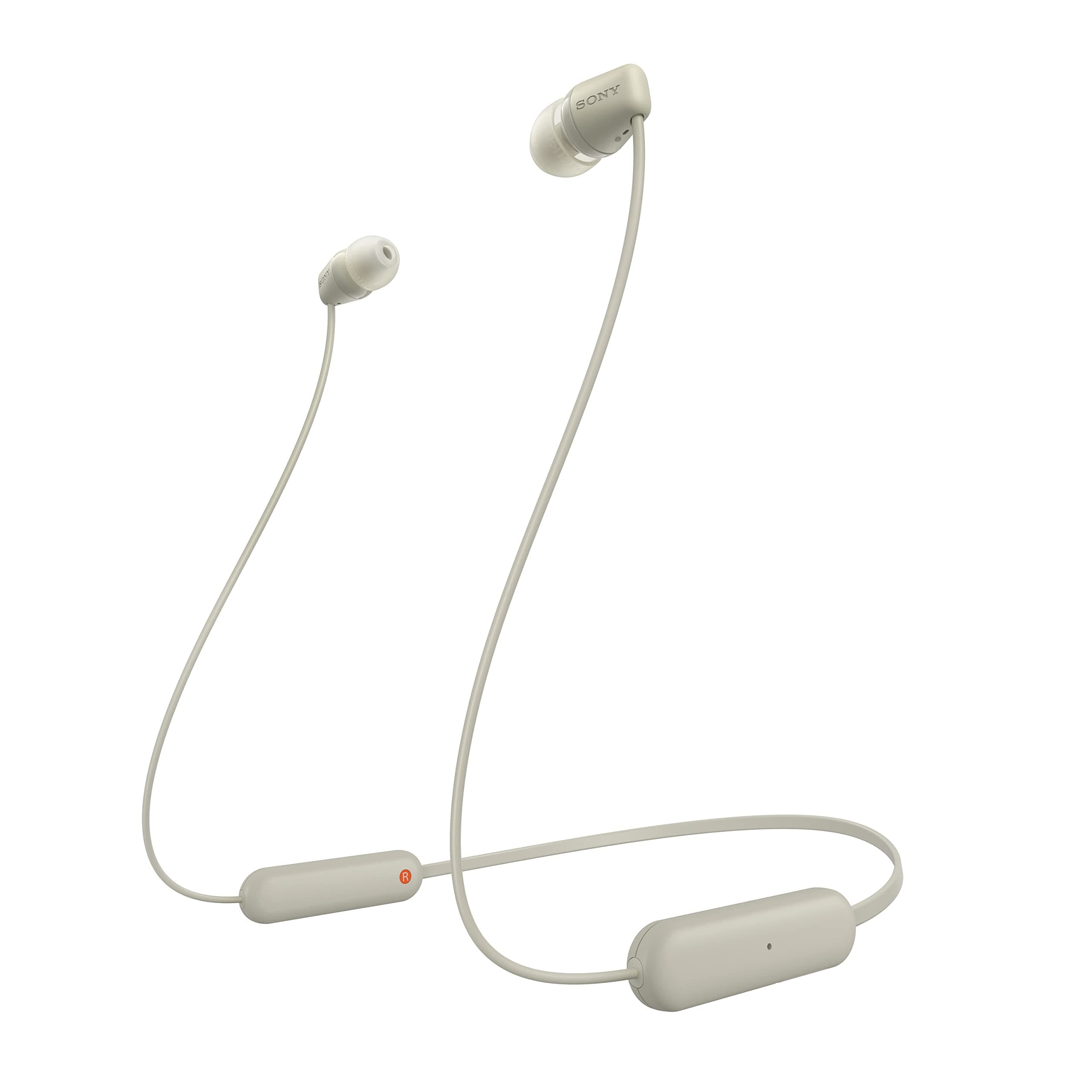 WI-C100 Wireless in-Ear Bluetooth Headphones with Built-in Microphone, Taupe, Small