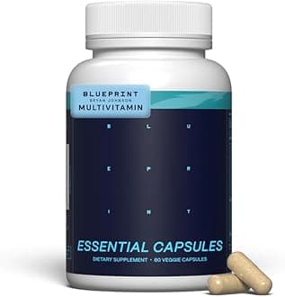Blueprint Bryan Johnson Essential Capsules - Daily Multivitamin/Multimineral for Women and Men - Antioxidant Supplement with Calcium, Vitamin B1, Vitamin D, and Zinc - Vegan and Non GMO (30 Servings)