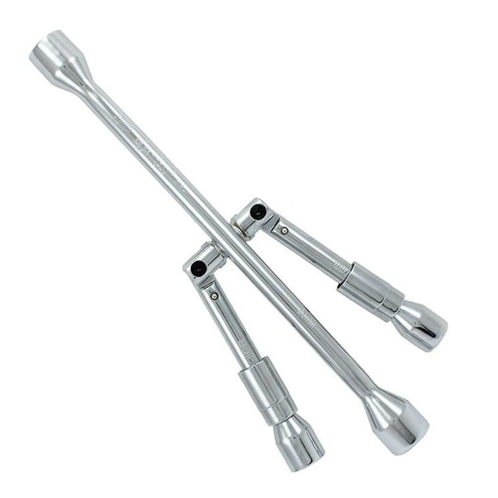 Cross Wheel Wrench 4 Way Folding Nut Wrench Spanner Spider Wrench 17, 19, 21, 23mm Heavy Duty New