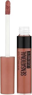 Maybelline New York Sensational Liquid Matte Lipstick, Non-sticky, Non-drying Lipstick, Hassle-Free & Precise Application, Long-lasting Liquid Matte Lipstick - NU01 Bare It All|7ml