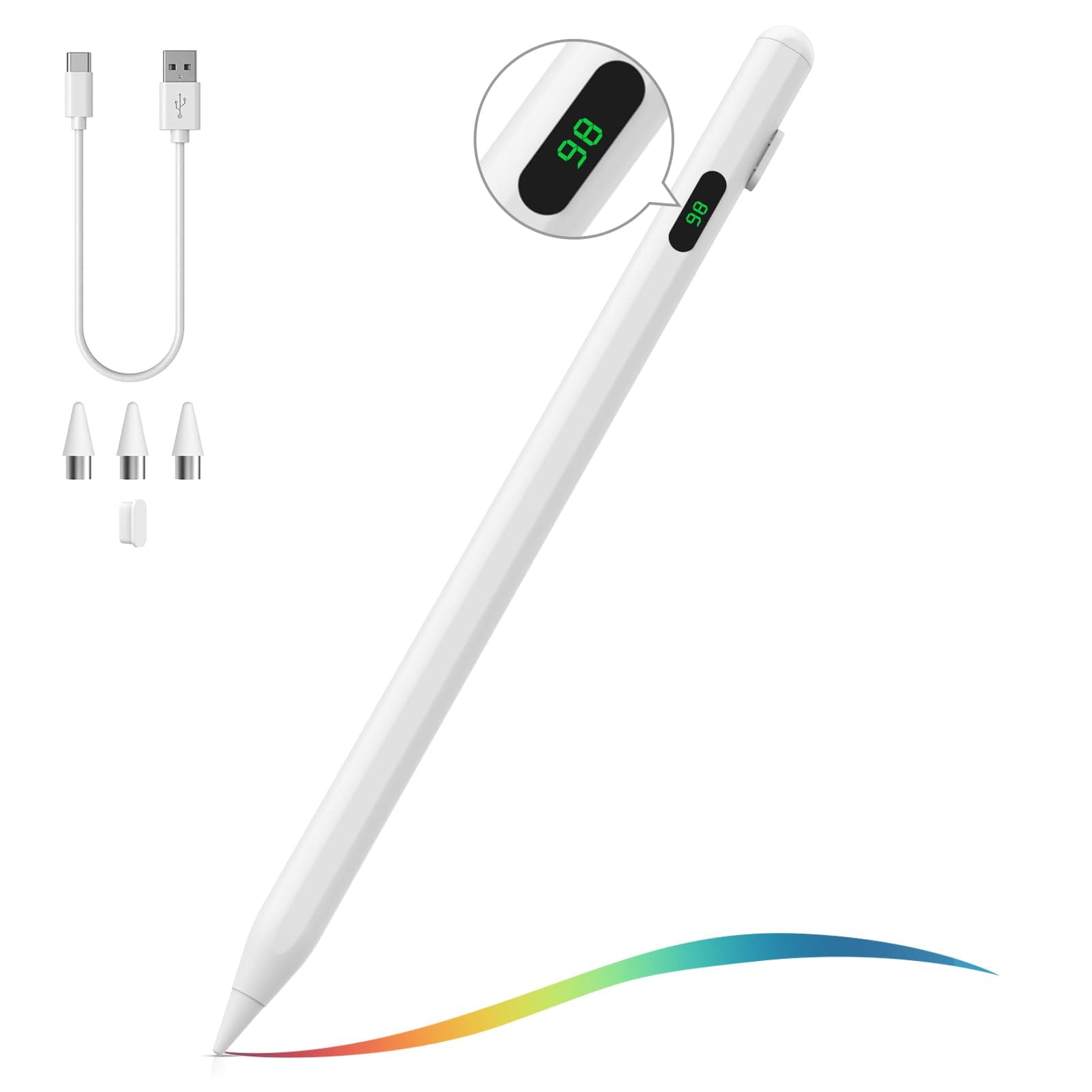 MoKo Stylus Pen for Touch Screen, Active Universal Stylus Pen Compatible with iPad/iPhone/Samsung/Lenovo/Xiaomi and Other iOS/Android Smartphone and Tablet Devices, White