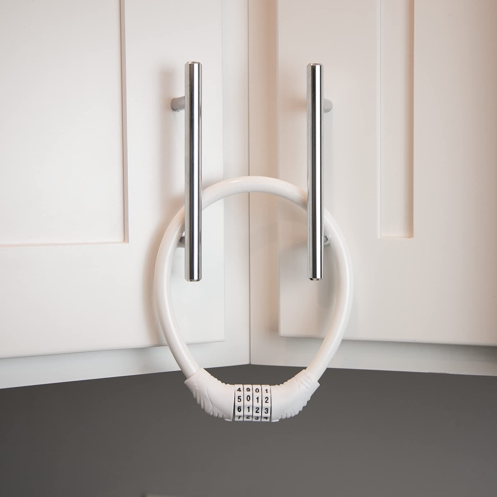 Urban AugustOriginal Fridge Lock: Multi-Functional Cable Combination Lock, for French-Door Refrigerators and Cabinets (Two Pack White)