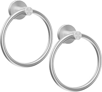 SetSail Towel Holder for Bathroom Wall Silver Towel Ring Stainless Steel Hand Towel Holder Heavy Duty Towel Hanger for Bath, Kitchen Drill Hole, 2 Pack