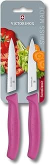 Victorinox Swiss Classic, Tomato and paring knife set, 2-piece, Extra sharp blade, Plastic handle, Stainless steel, Swiss Made, Pink