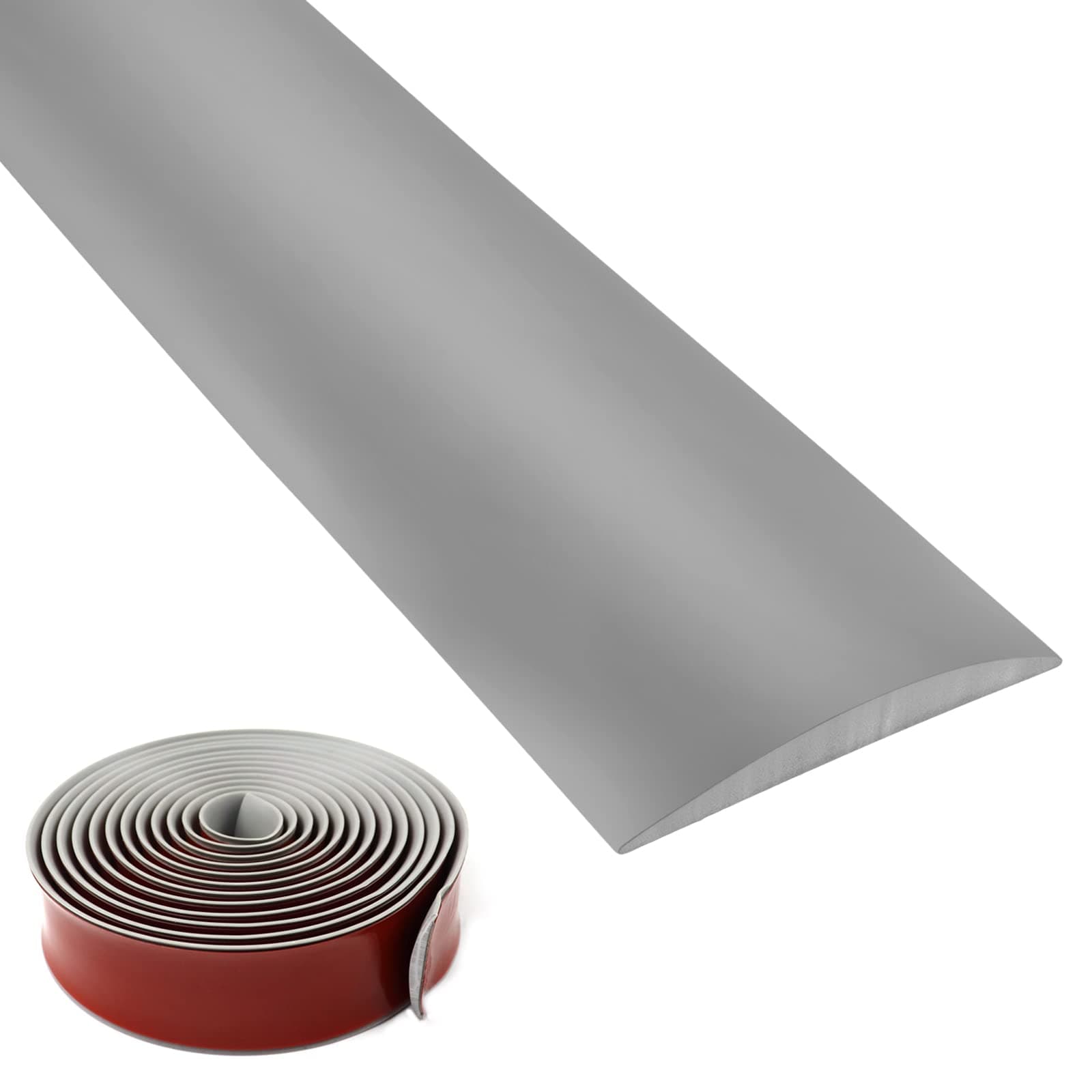 PVC Floor Transition Strips, 5cm X 6m Laminate Floor Cover Strips Self Adhesive, Carpet Door Threshold Strip Flat Divider Strip for Joining Floor Gaps Tiles Transition Edging Trim (Grey)