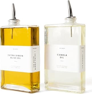 Molimoli Olive Oil Dispenser for Kitchen, Oil and Vinegar Dispenser Set, Glass Olive Oil Dispenser Bottle, Soy sauce dispenser, coffee syrup bottles | Set of 2 - Silver Oil Dispenser