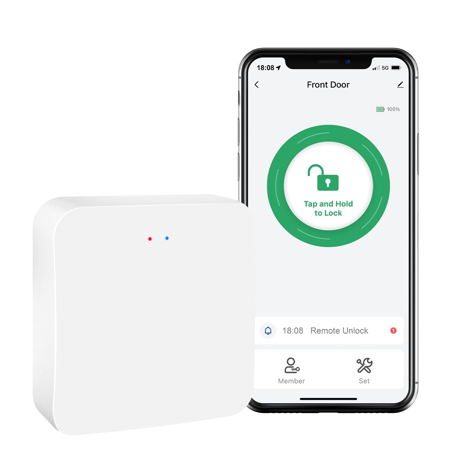 WiFi Gateway for YR01 YR05 Smart Lock with Handle,Compatible with Nice Digi App, Remotely Control Keyless Entry Door Lock,Compatible with Alexa to Voice Control Smart Door Lock