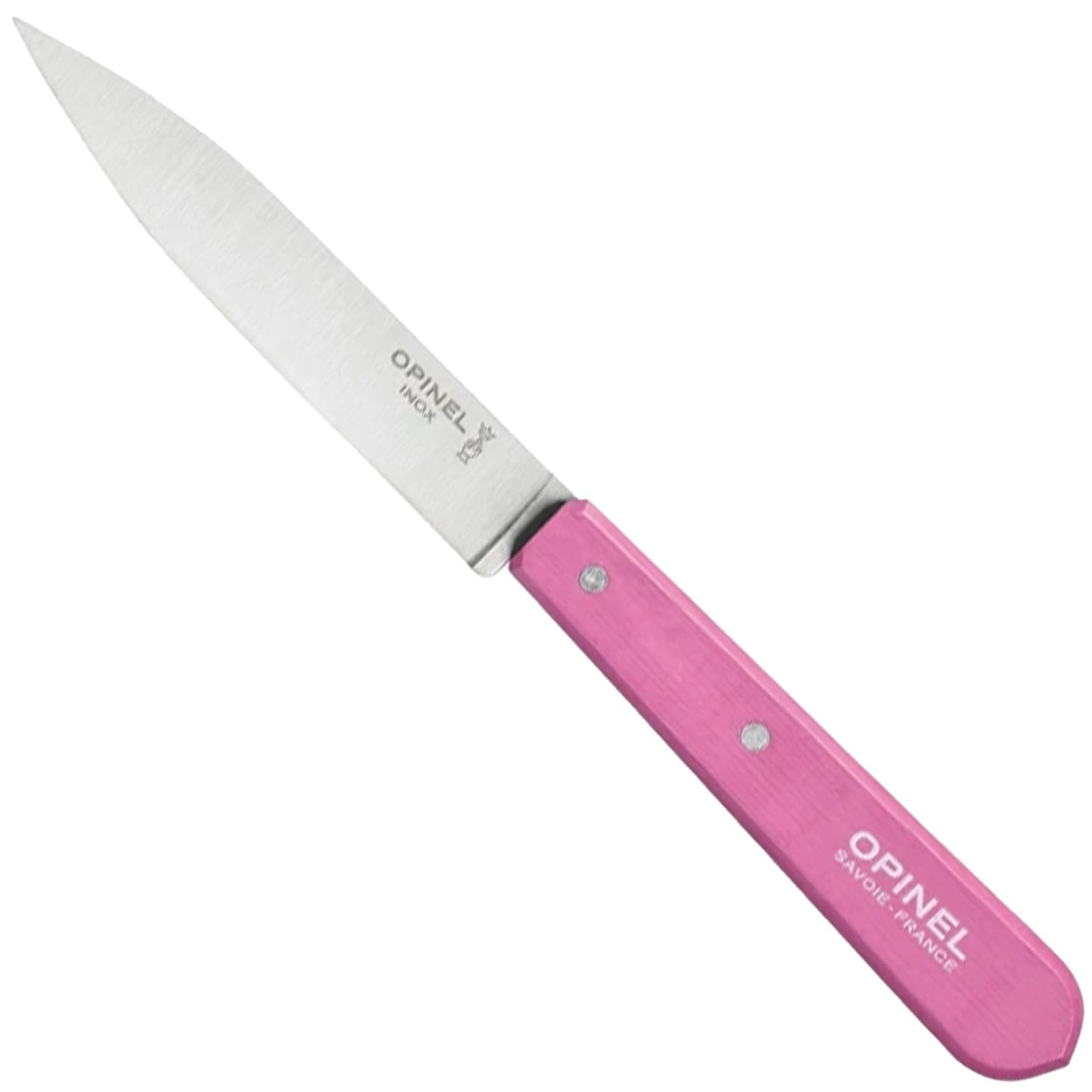 OPINEL Essential No.112 Paring Knife, Plain Edge, Hornbeam Handles, Made in France (Pink)