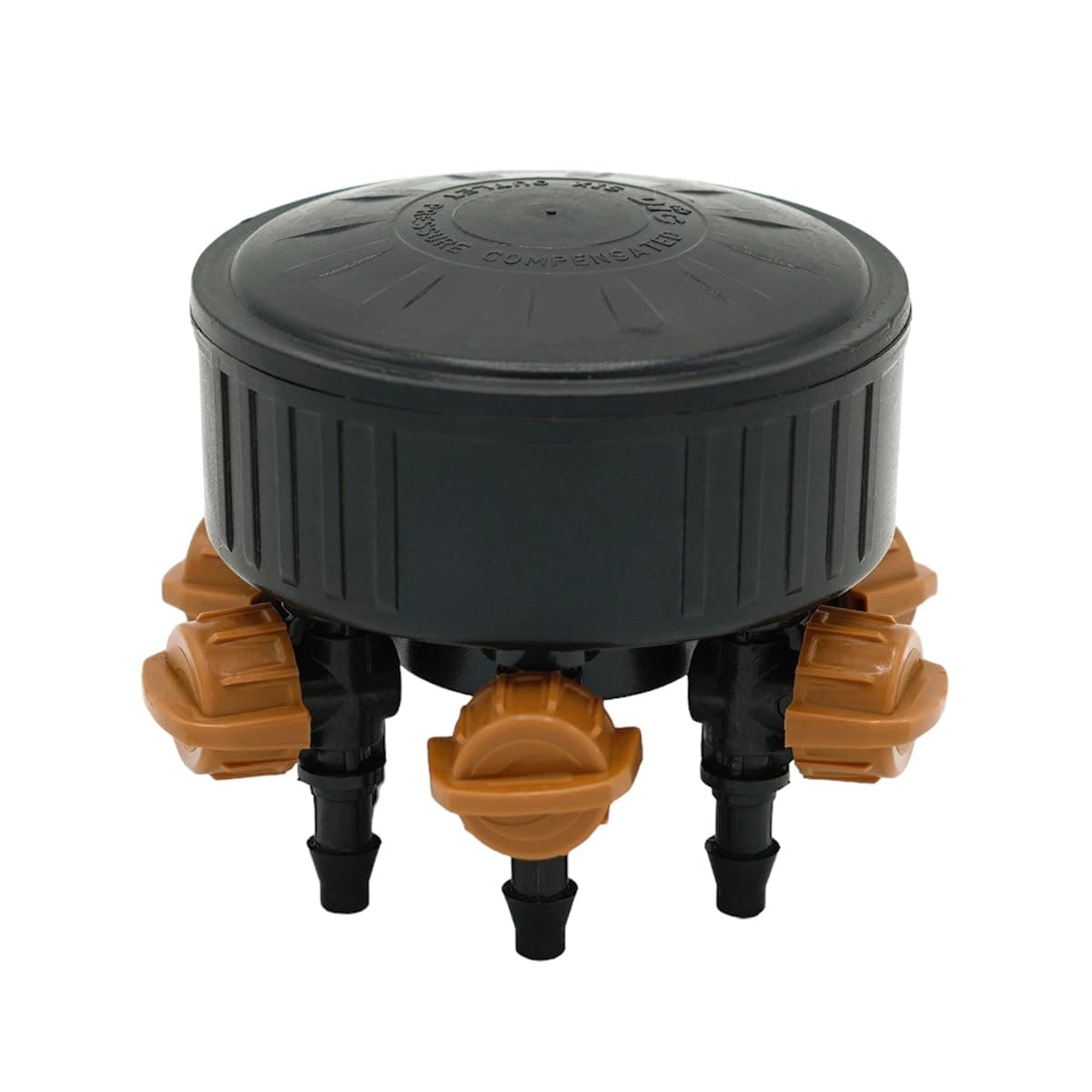 DIG AD6 6 Outlet Adjustable Manifold on 1/2" FPT Drip Water Connection, Black, Brown