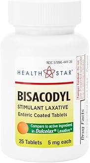 GeriCare Bisacodyl 5 mg Laxative Coated Tablet | Stimulant Laxative | Gentle Overnight Constipation Relief 25 Count (Pack of 1)
