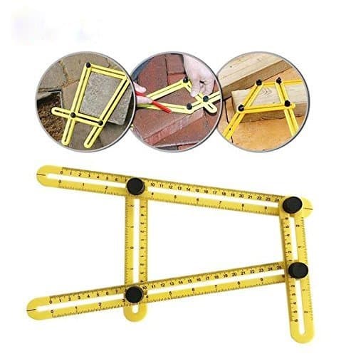 Angle Layout Measuring Ruler- Ultimate Irregular Shape Copy Tool-Universal Angularizer Ruler - Easy Angle Ruler-Multi Angle Measuring Tool-ABS Bolts and Nuts-Ultimate Template Tool(Yellow)