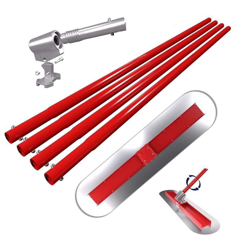 Concrete Bull Float Kit with 48x12 inch Round End Trowel, Stainless Steel Board, 4 Handles and Tilt Bracket