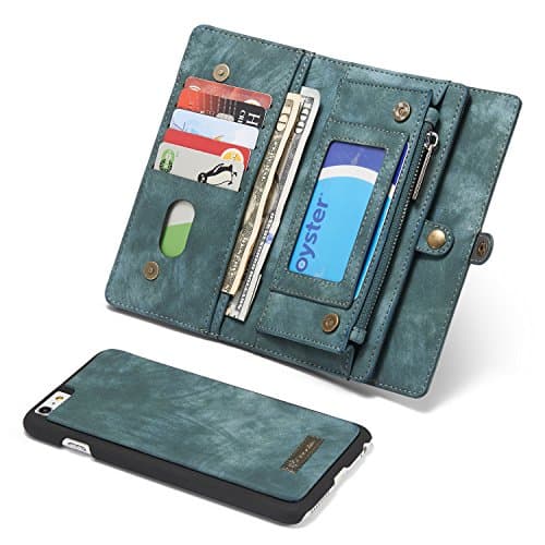 SAVYOU iPhone 6s Plus / 6 Plus Wallet Case Flip Magnetic Detachable, 2 in 1 Luxury Series Premium Vegan Leather Folio Wallet Card Holder Stand Soft PC Back Cover Dark Blue