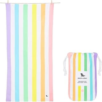 Beach Towel - Quick Dry, Sand Free - Compact, Lightweight - 100% Recycled - Includes Bag - Summer - Unicorn Waves - Large (160x90cm, 63x35)