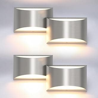 4 Pack Nickel Modern LED Wall Sconce Hardwired Indoor Wall Lights Up and Down Wall Mount Light for Living Room Bedroom Hallway Corridor Conservatory Warm White 3000K(with G9 Bulbs)
