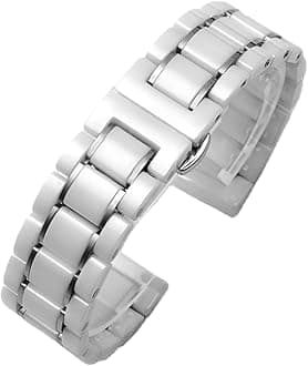 Ceramic Watch Band Universal strap with Quick Release Pins Butterfly Buckle Deployment Clasp Bracelet 14mm 16mm 18mm 20mm 22mm White Black