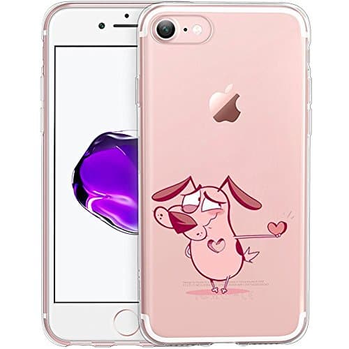Courage the Cowardly Dog Clear Phone Case for iPhone 8 / iPhone 7 Customized Design by MERVELLE TPU Clear Shock-Proof Protective Case [Ultra Slim, Anti-Slippery]