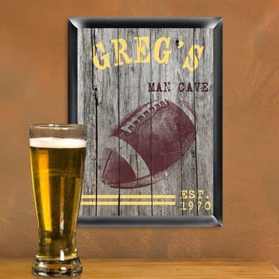 Personalized Traditional Football Man Cave Pub Sign