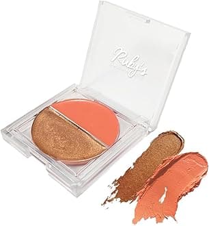 - Cream Blush for Cheeks & Bronzer Duo Palette- Blusher for Face Makeup, Lightweight Flawless All Day Glow, All Skin Types, Natural &Paraben Free (Tan + Bronze) 9g