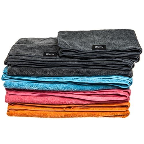 Compact Lightweight Microfiber Travel Towels from QGSporting. Absorbent Quick Drying Large Towel with small Towel/Scarf & Mesh Storage Bag. For the Beach, Yoga, Golf, Gym, Football, Camping & more ?