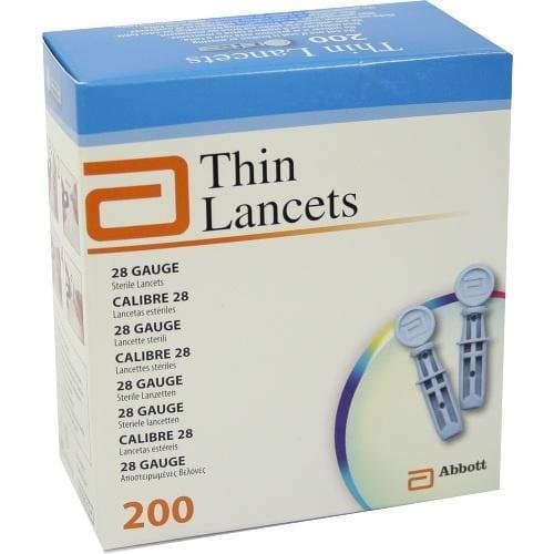 ABBOTS THIN LANCETS-200 28G/0.36MM FOR BLOOD GLUCOSE TESTING - 200 by ABBOTTS