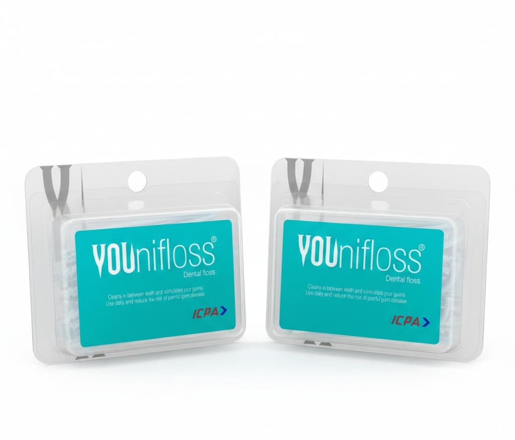ICPA Younifloss | Dental Floss Picks & Single Thread Tooth Cleaning toothpick Cleaners,Oral Hygiene Tool | 50 pcs per pack | Plaque & Food Remover | Pack of 2