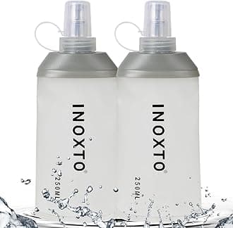 INOXTO Soft Flask,Collapsible Soft Water Bottles for Hydration Vests and Running Packs, Soft Flask Running Bottles for Hiking Cycling(250/500 ml) (2 PCS SMALL)