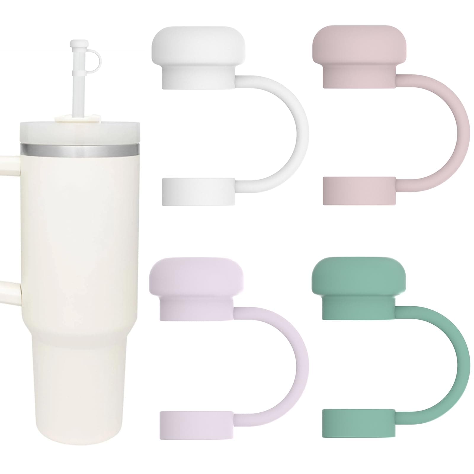 4pcs Straw Topper Cap for Stanley Straw Cover 40 oz 30 oz 10mm Food Grade Silicone Stanley Cup Accessories Cute Large Cloud Straw Tips Cover Protector Plugs for Stanley Tumblers with Handle